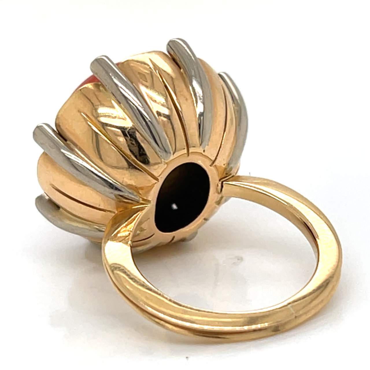 Retro Coral & Diamond Ring