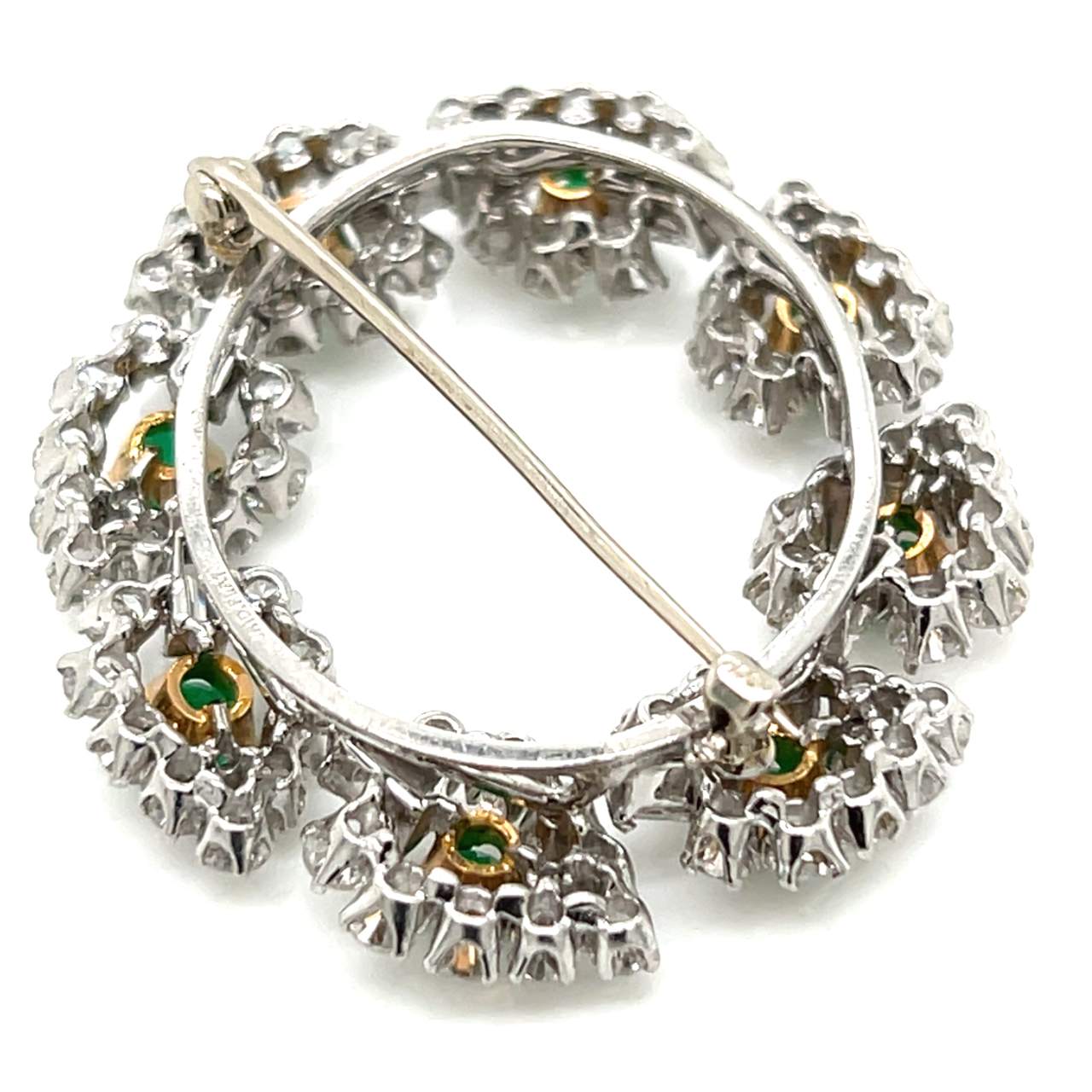Platinum Emerald & Diamond Brooch