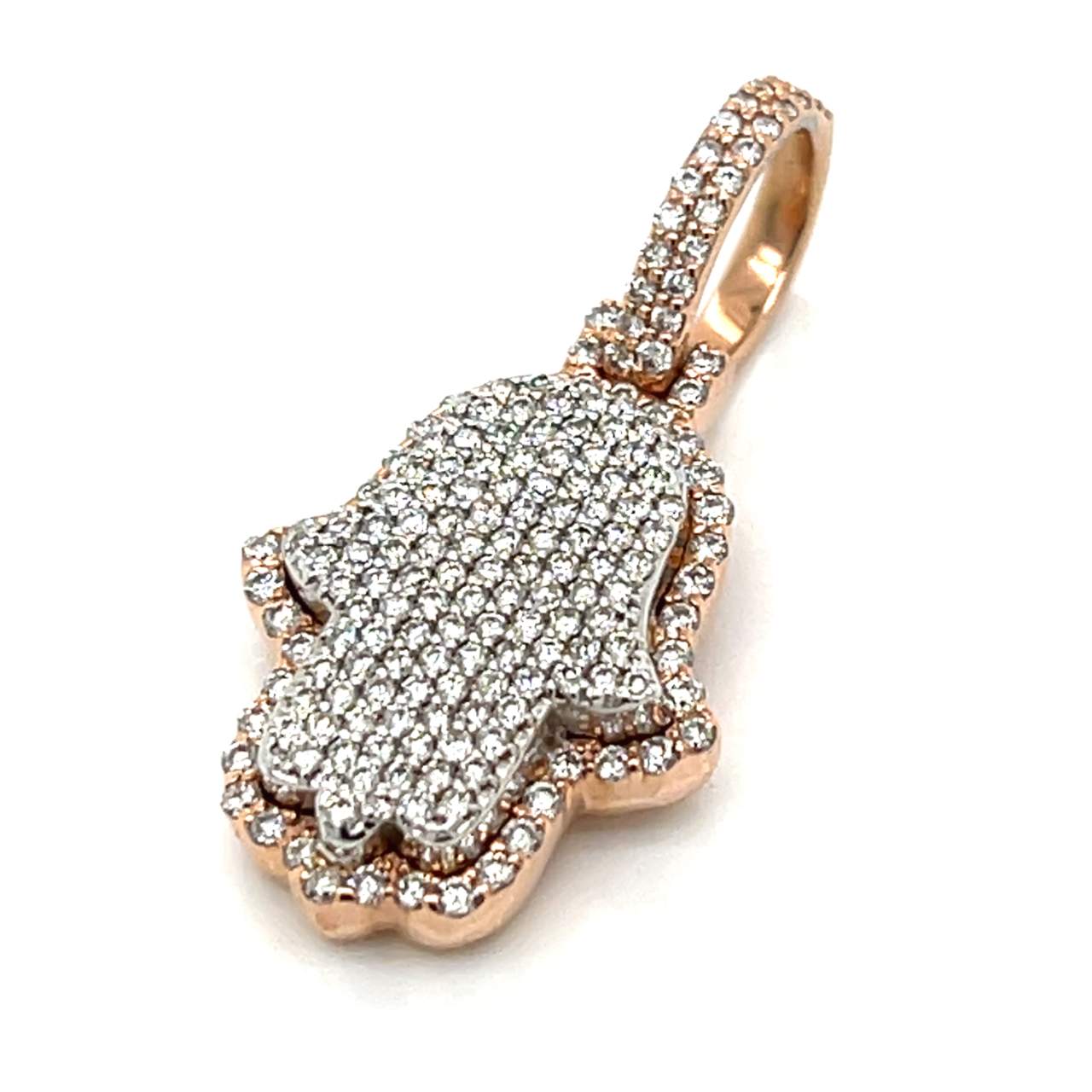 14K Rose Gold Diamond Hamsa Pendant