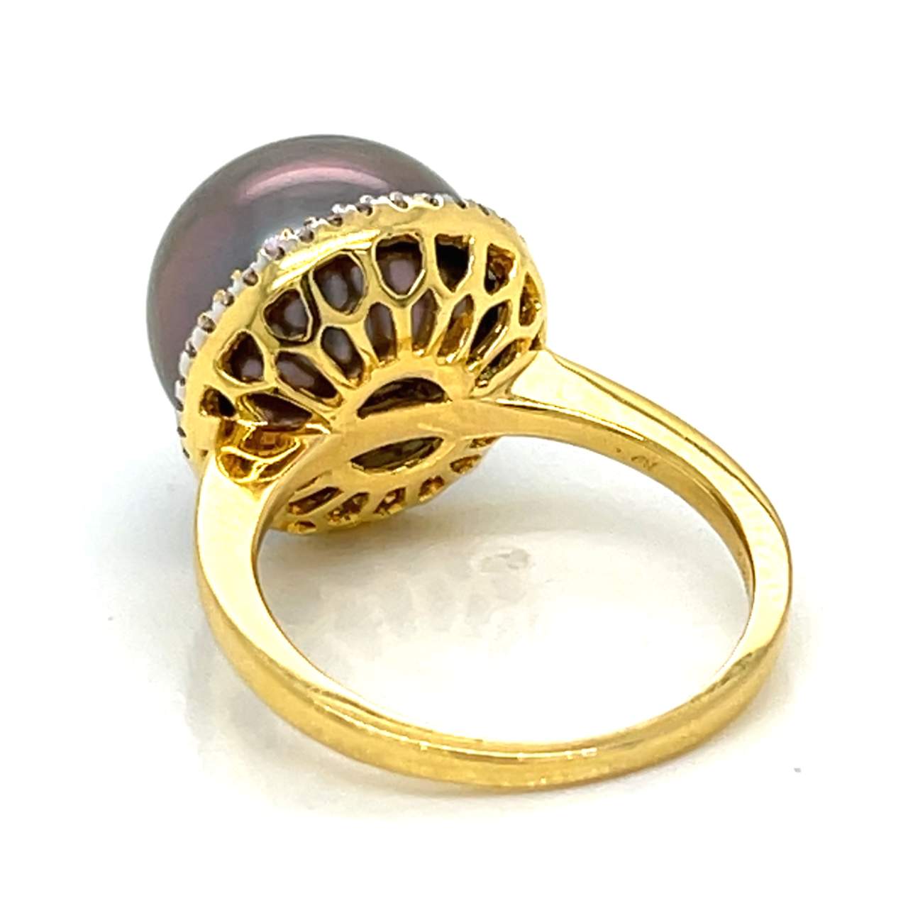 14K Yellow Gold South Sea Pearl & Diamond Ring