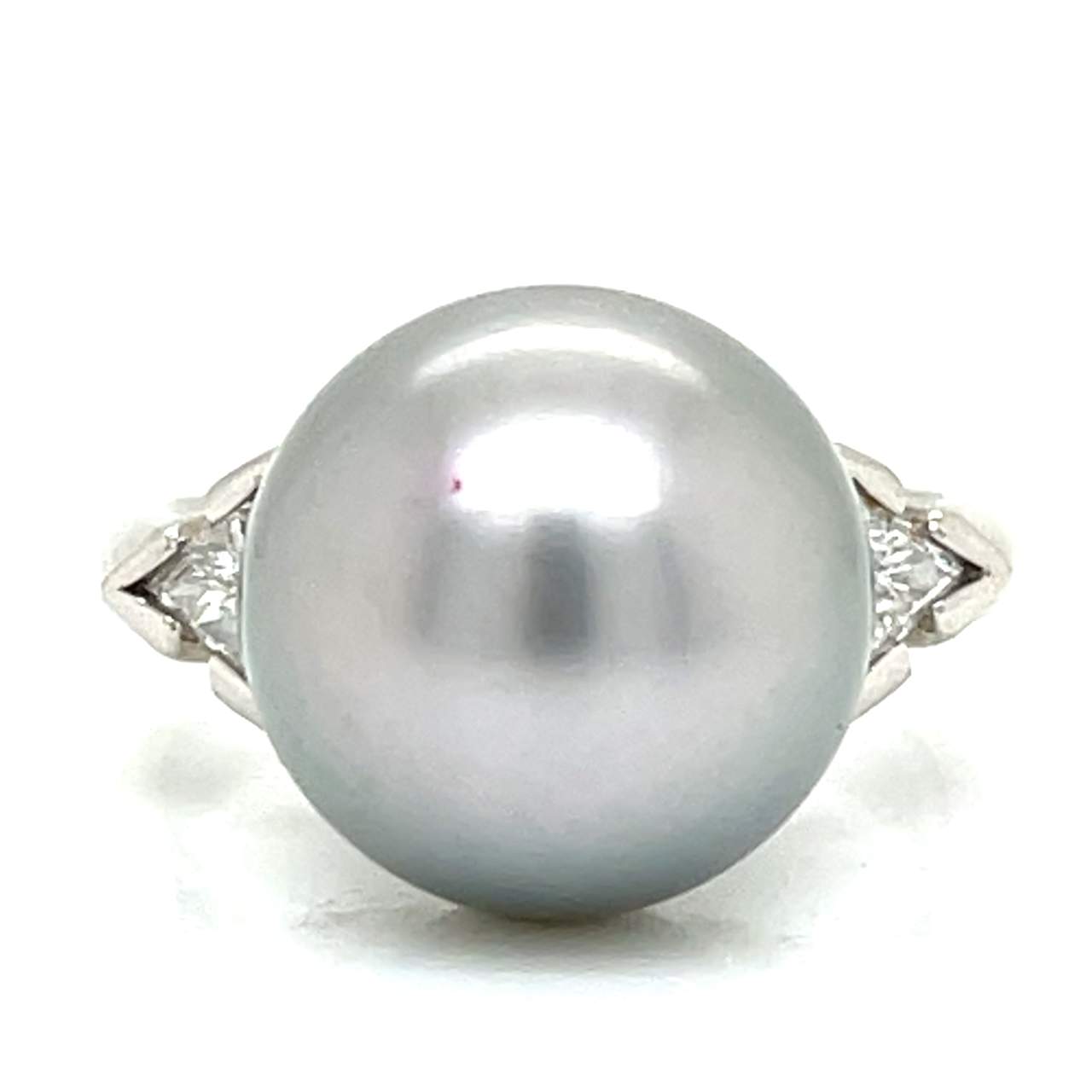 Platinum South Sea Pearl & Diamond Ring