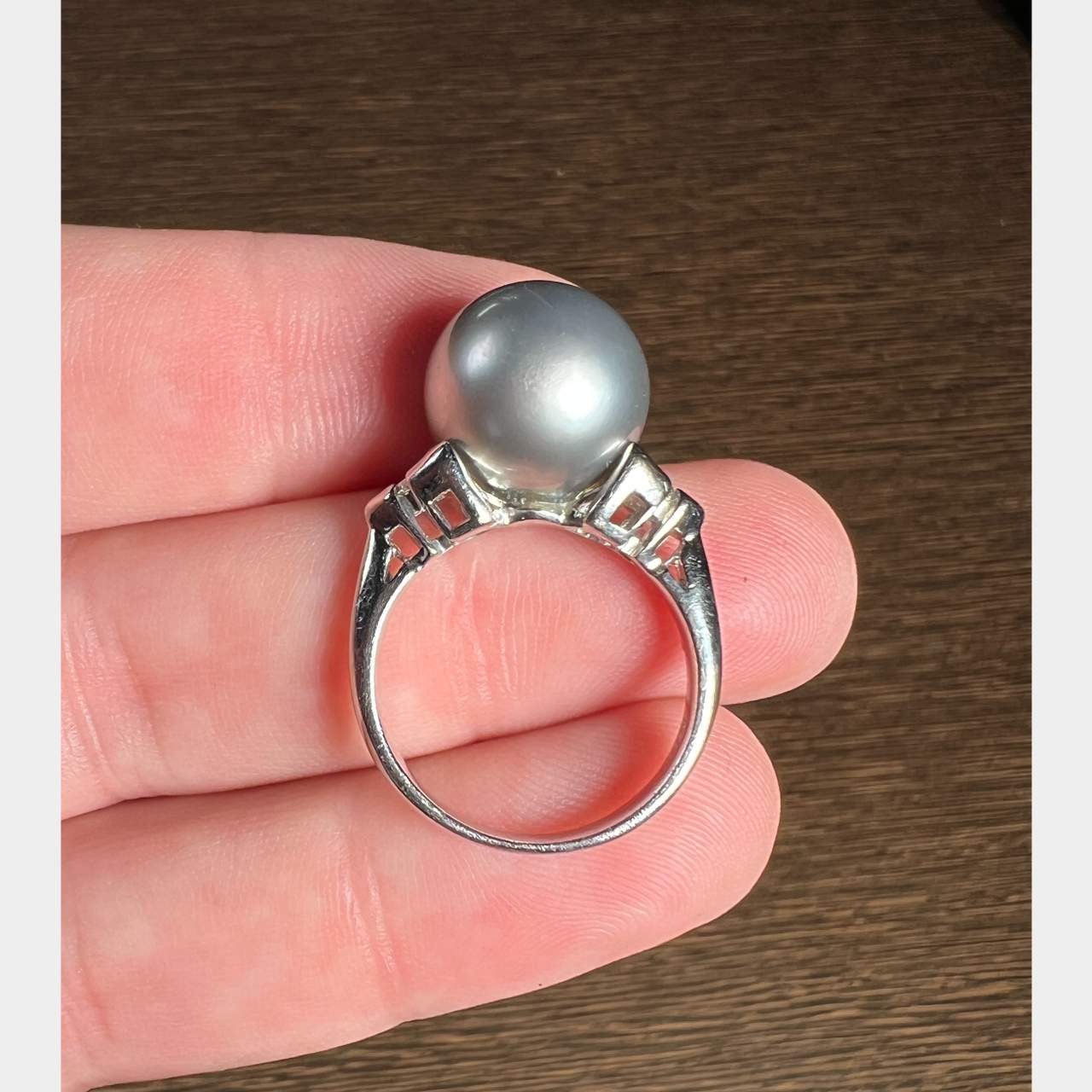 Platinum South Sea Pearl & Diamond Ring