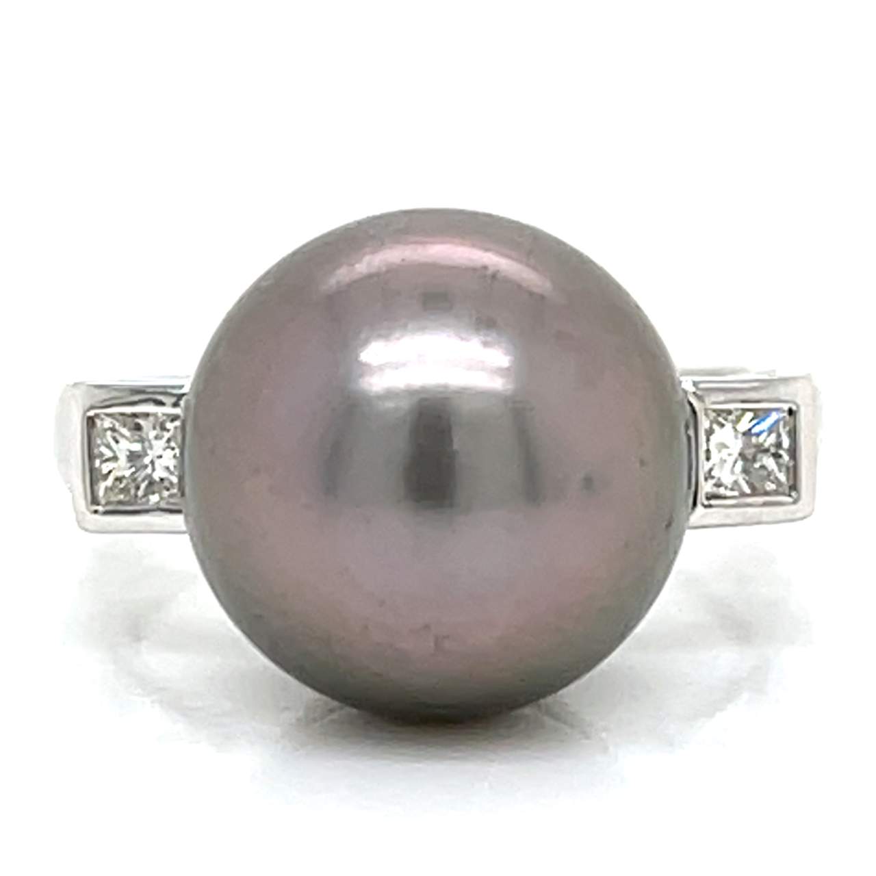 18K White Gold South Sea Pearl & Diamond Ring