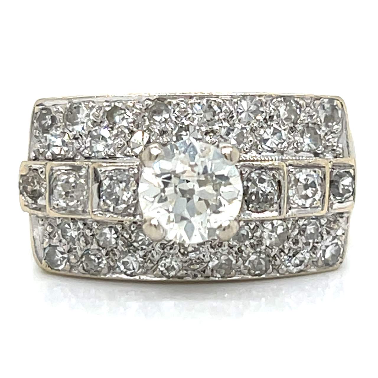 Art Deco 14K White Gold Diamond Ring