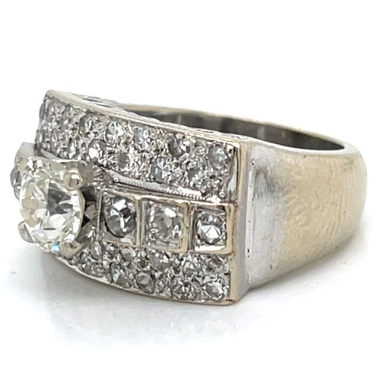 Art Deco 14K White Gold Diamond Ring