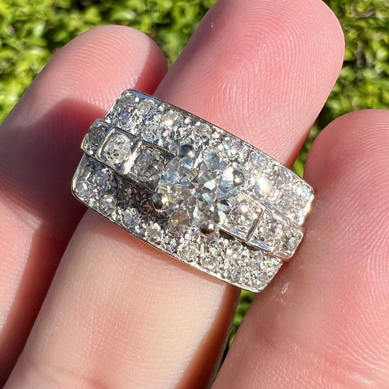 Art Deco 14K White Gold Diamond Ring