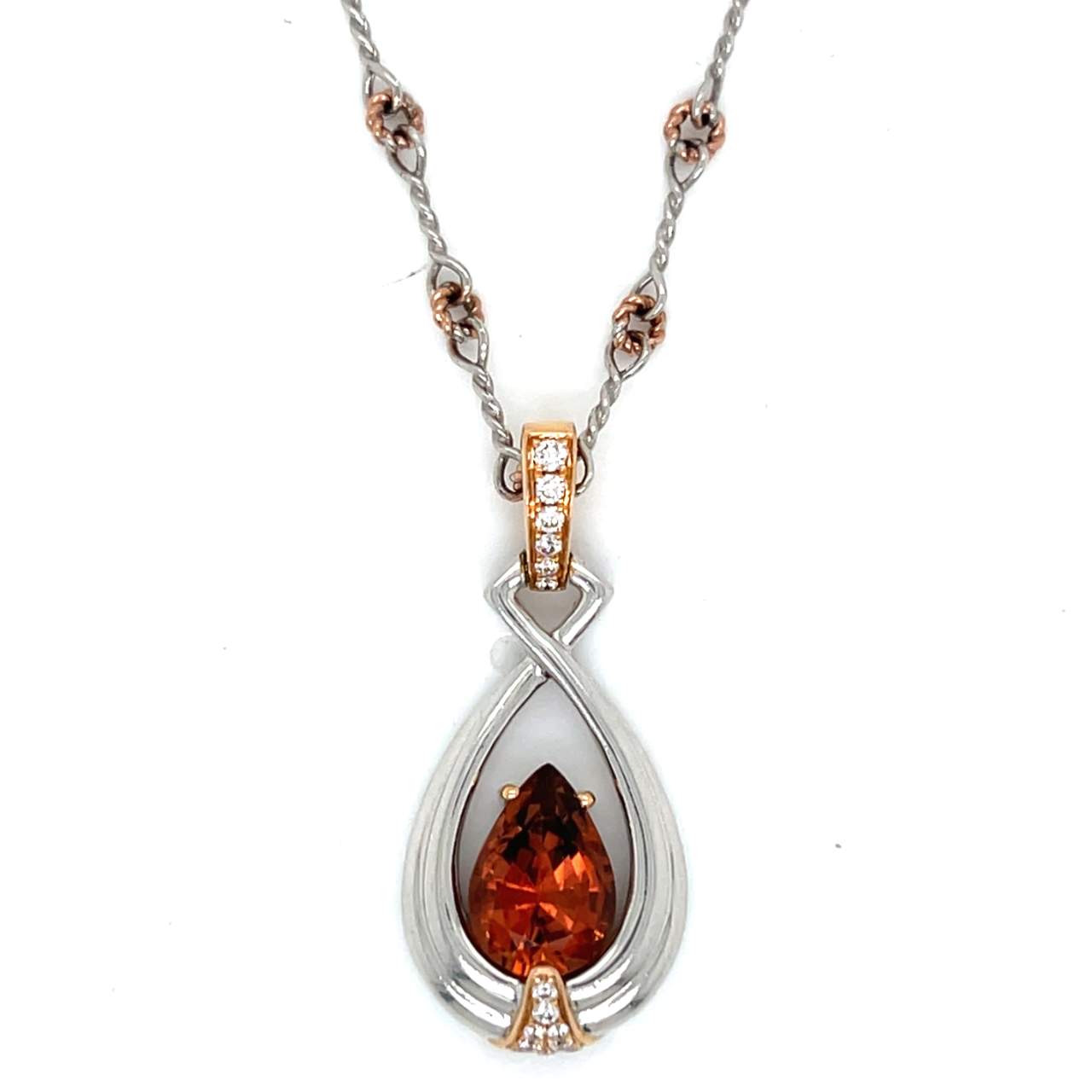 18 White Gold GIA Certified Tourmaline & Diamond Necklace