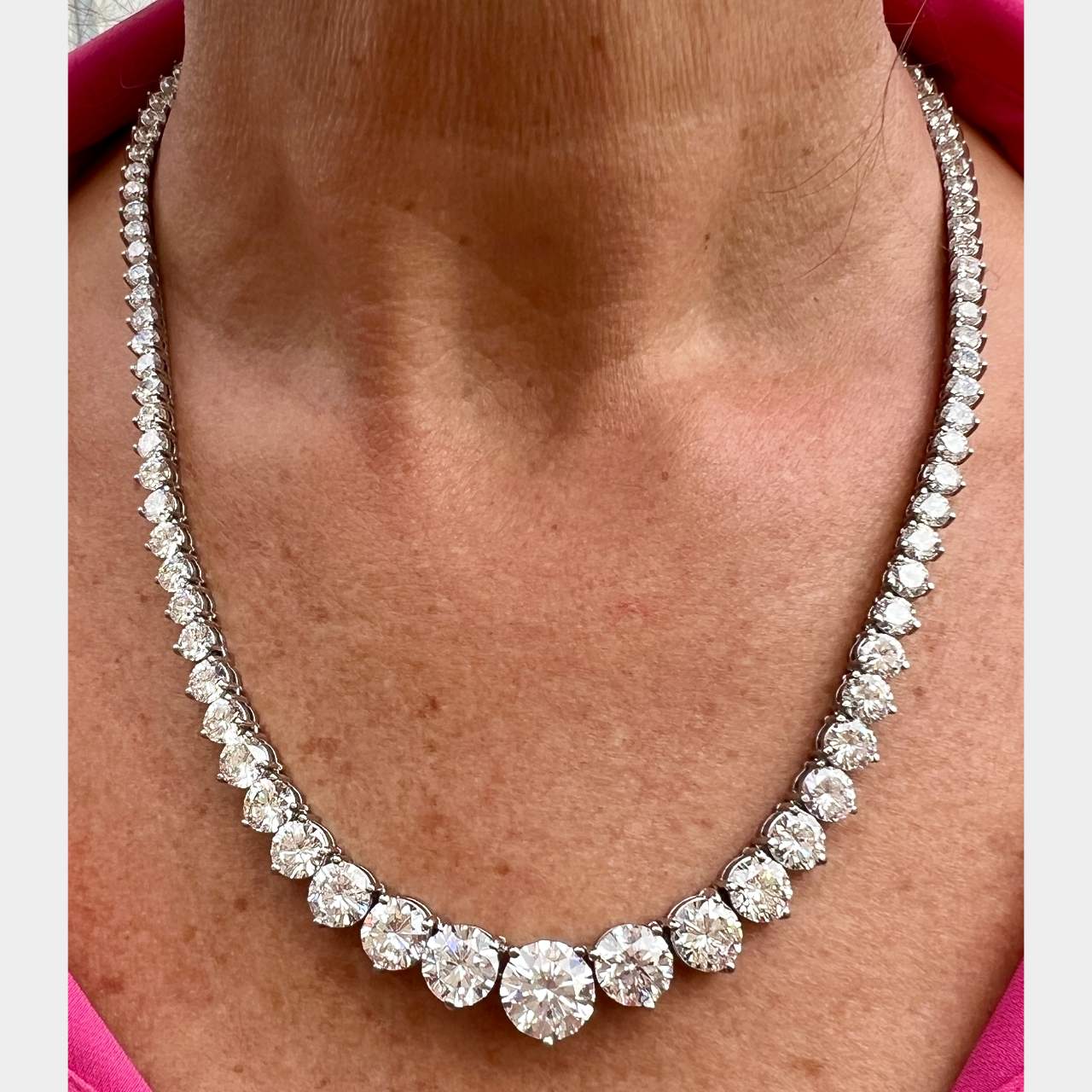 Platinum GIA Certified 58.30 Ct. Graduated Diamond Necklace