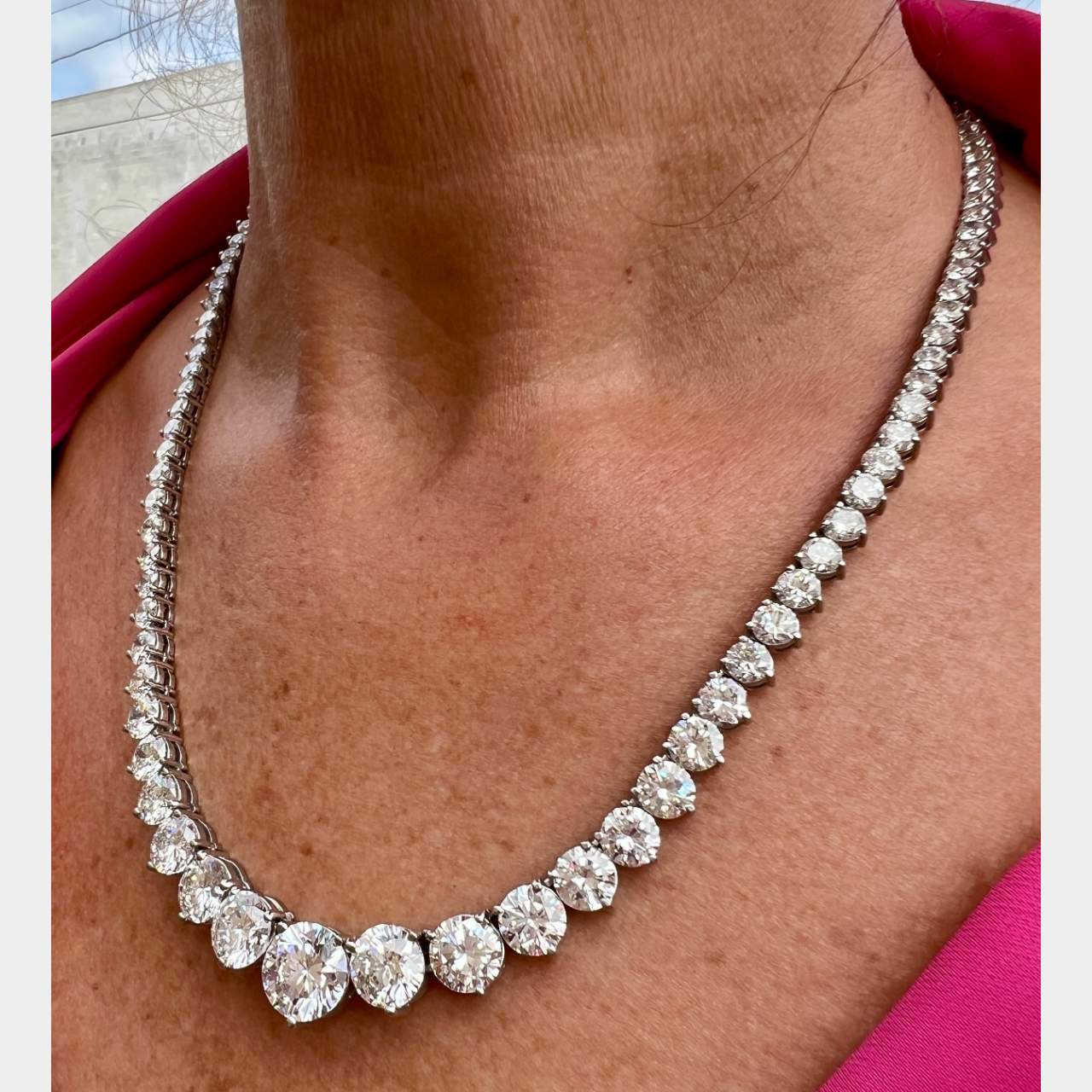 Platinum GIA Certified 58.30 Ct. Graduated Diamond Necklace