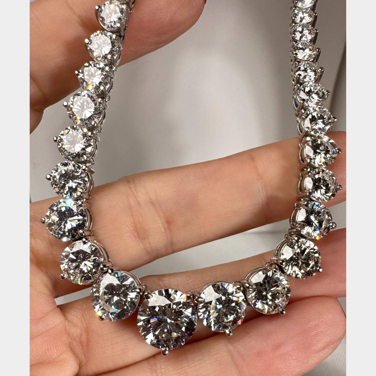Platinum GIA Certified 58.30 Ct. Graduated Diamond Necklace
