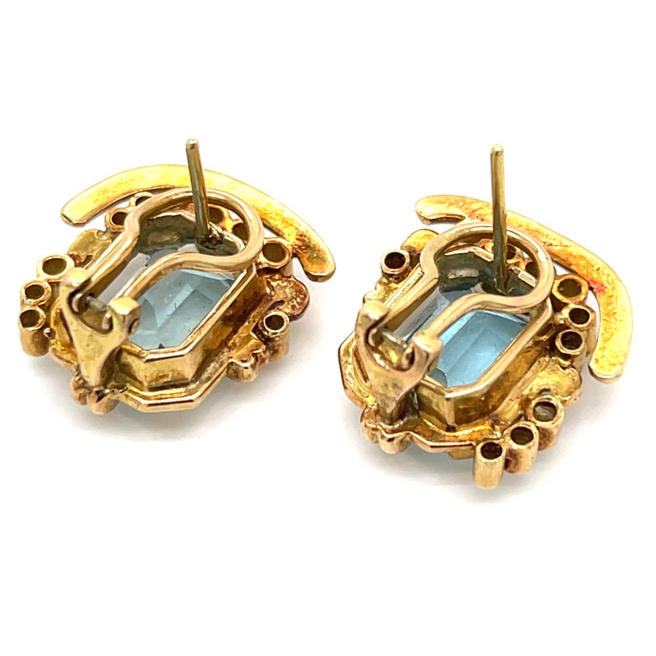 18K Yellow Gold Topaz & Diamond Earrings