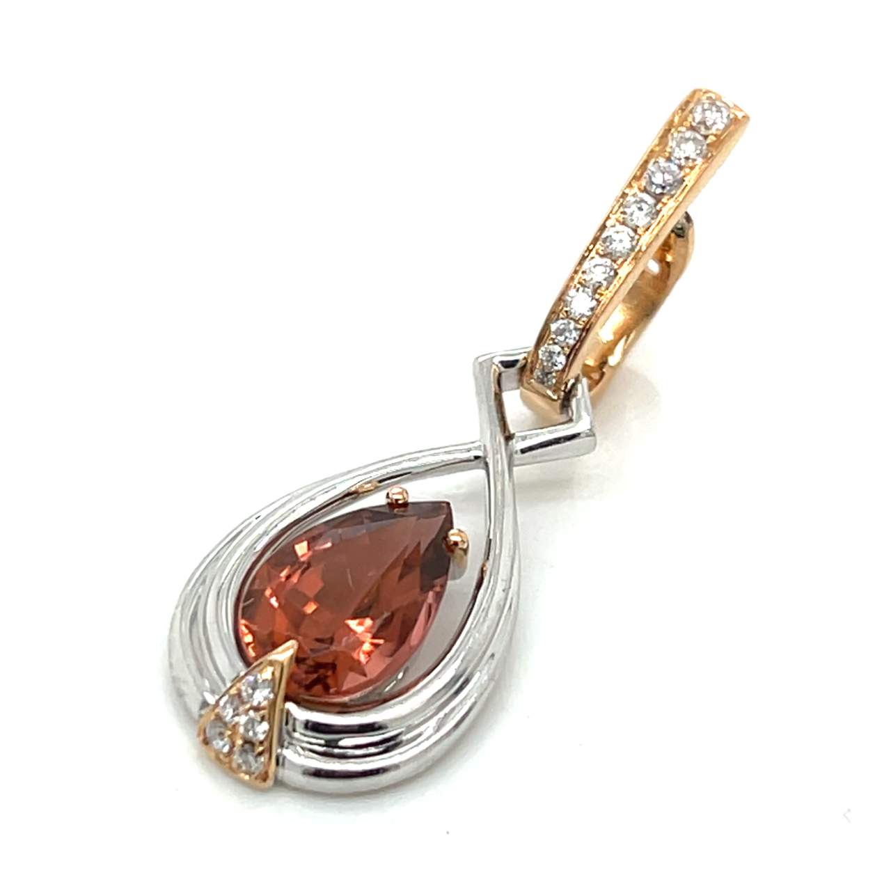 18k Yellow & White Gold GIA Certified Tourmaline and Diamond Pendant