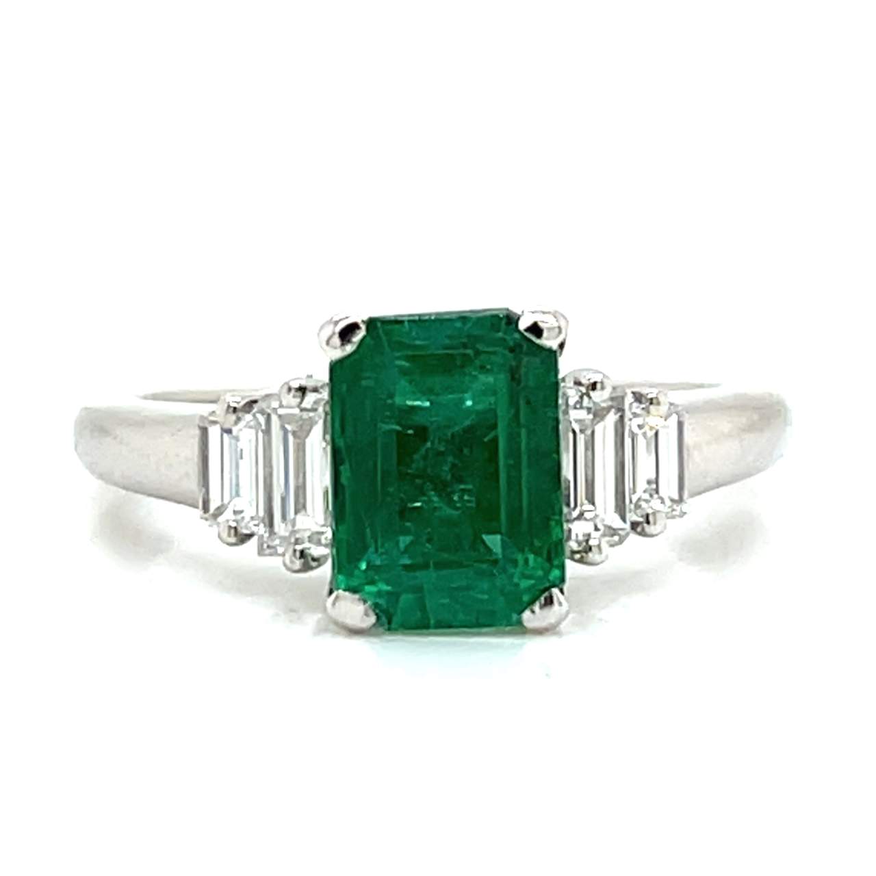 Platinum 1.76 Ct. Emerald & Diamond Ring
