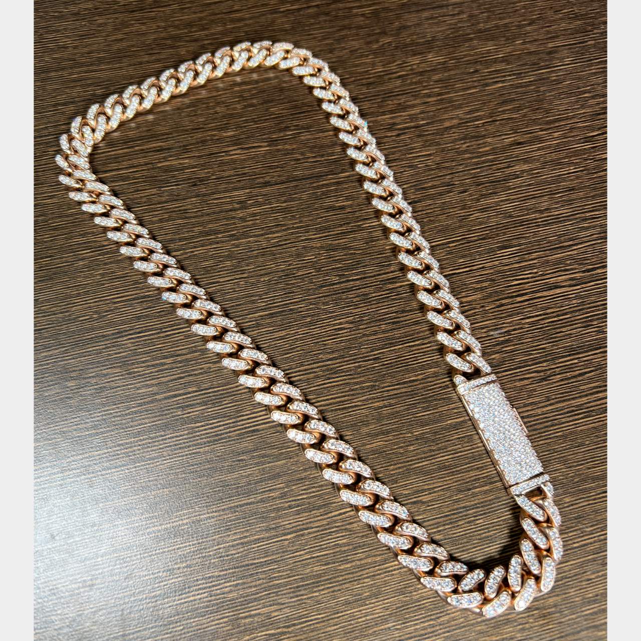 14K Rose Gold 26.40 Ct. Diamond Cuban Link Necklace