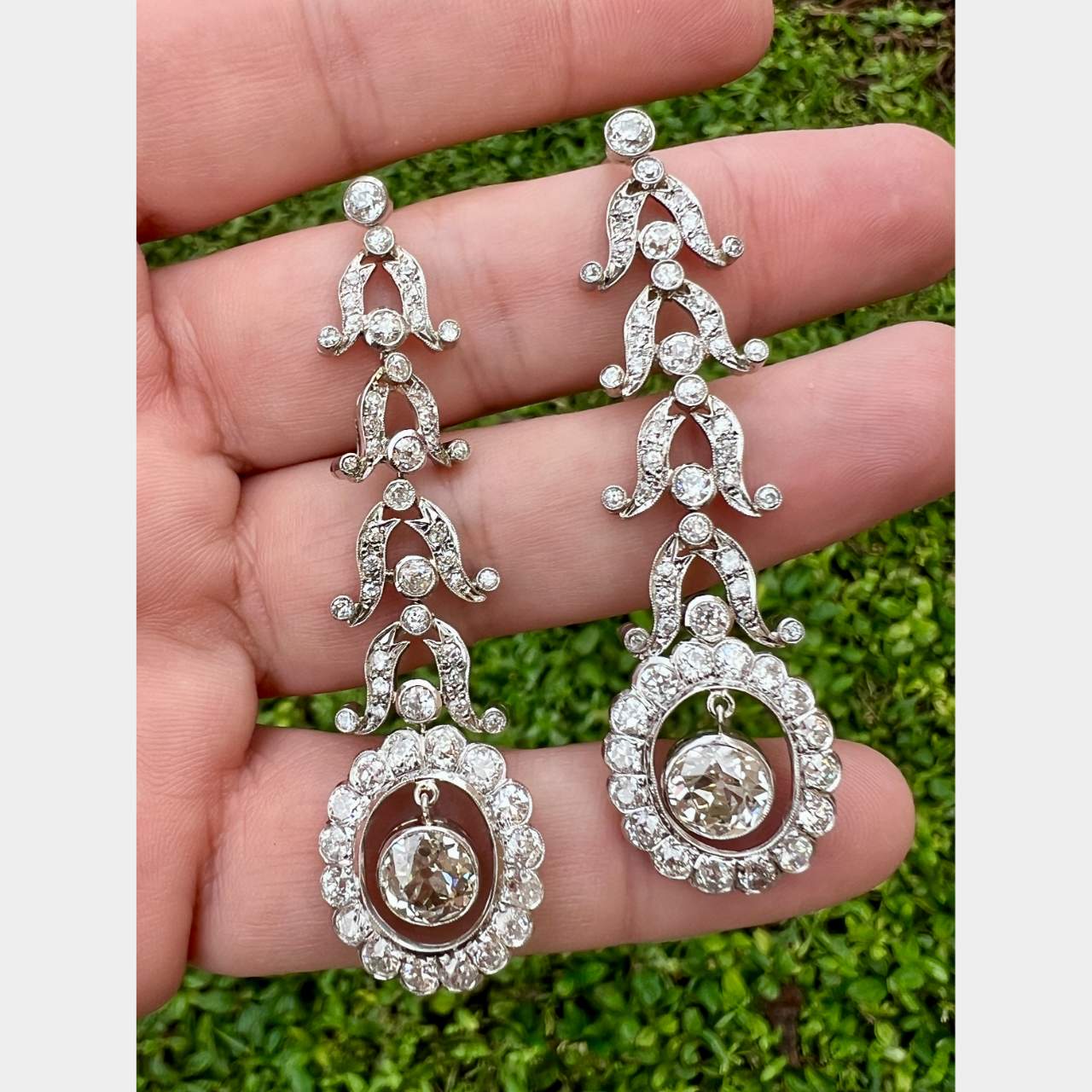 Art Deco Platinum 11.00 Ct. Diamond Earrings