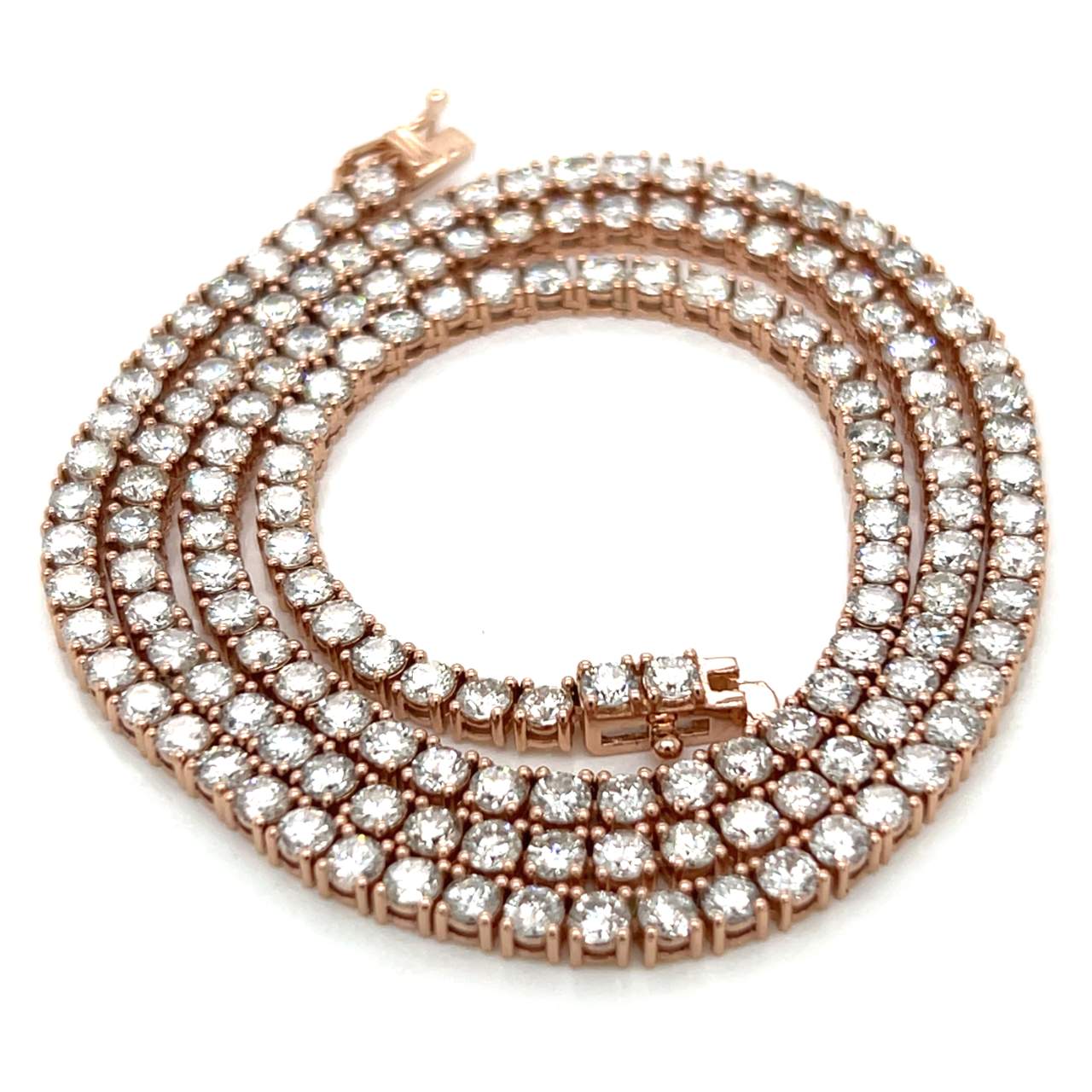 14K Rose Gold 15.00 Ct. Diamond Tennis Necklace