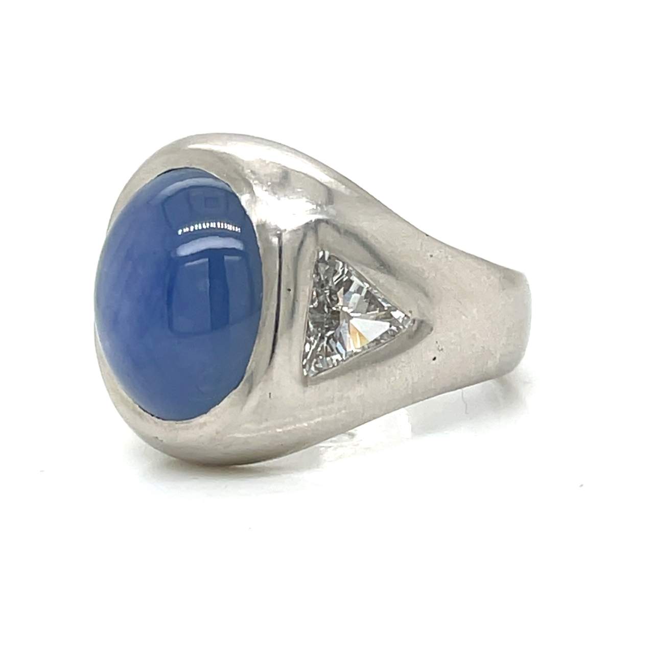 Art Deco Platinum GIA Certified 22.00 Ct. Ceylon Star Sapphire & Diamond Ring
