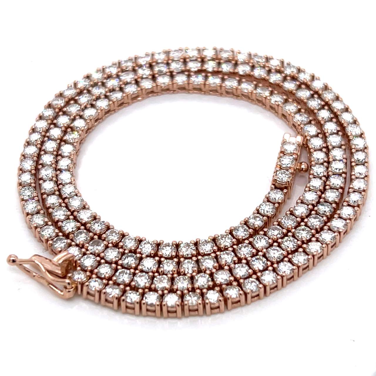 14K Rose Gold 7.40 Ct. Diamond Tennis Necklace
