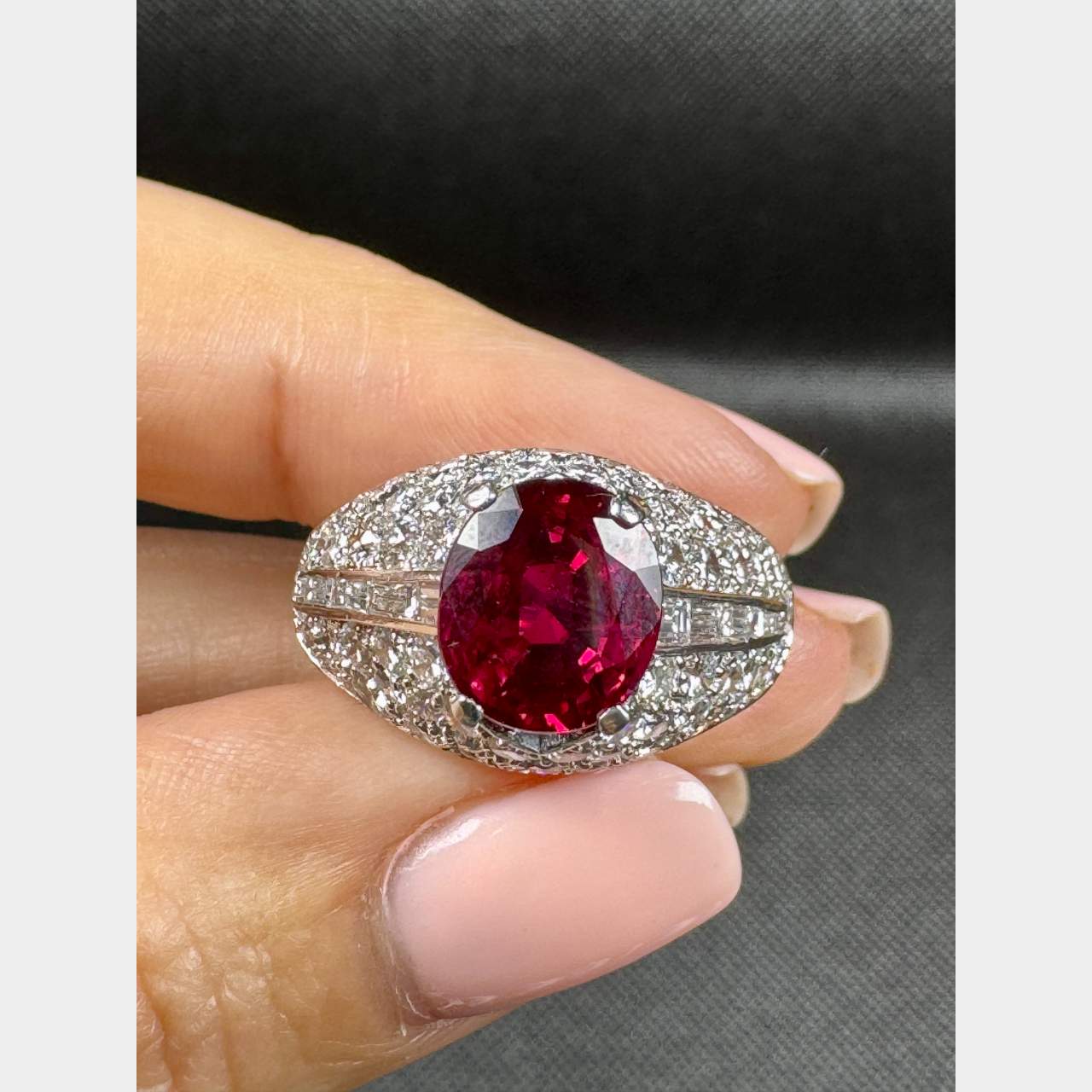 18K White Gold 3.67 Ct. AGL Certified Ruby Ring - Image 6