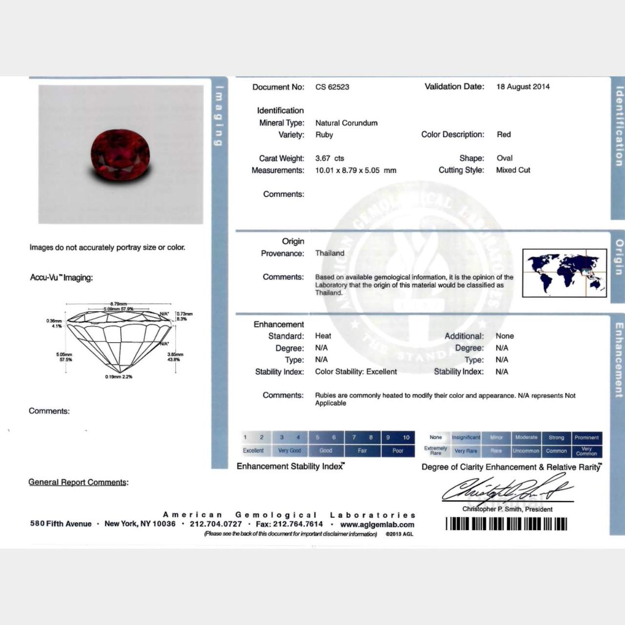 18K White Gold 3.67 Ct. AGL Certified Ruby Ring - Image 7