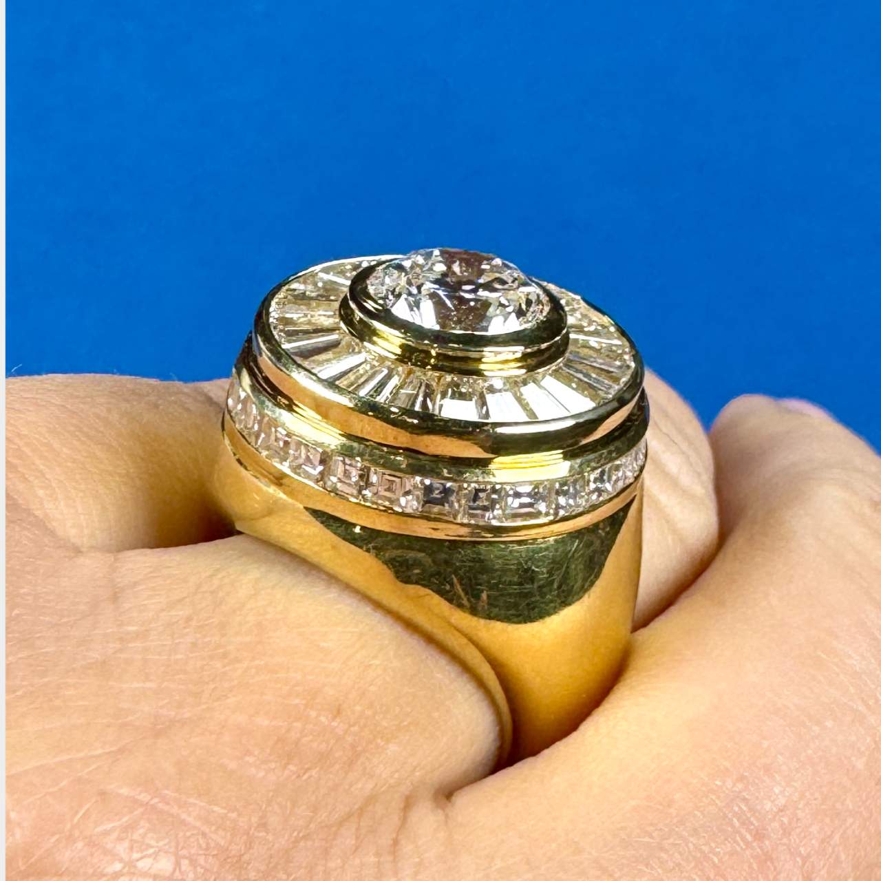 French 18K Yellow Gold GIA Certified 3.01 Ct. Diamond Ring