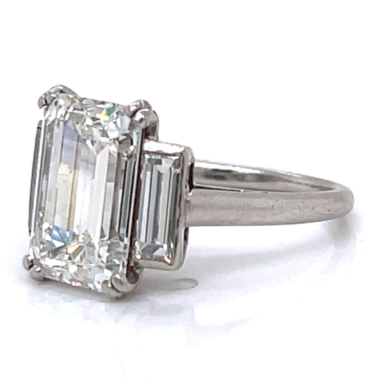 French Art Deco Platinum GIA Certified 4.13 Ct. Diamond Ring