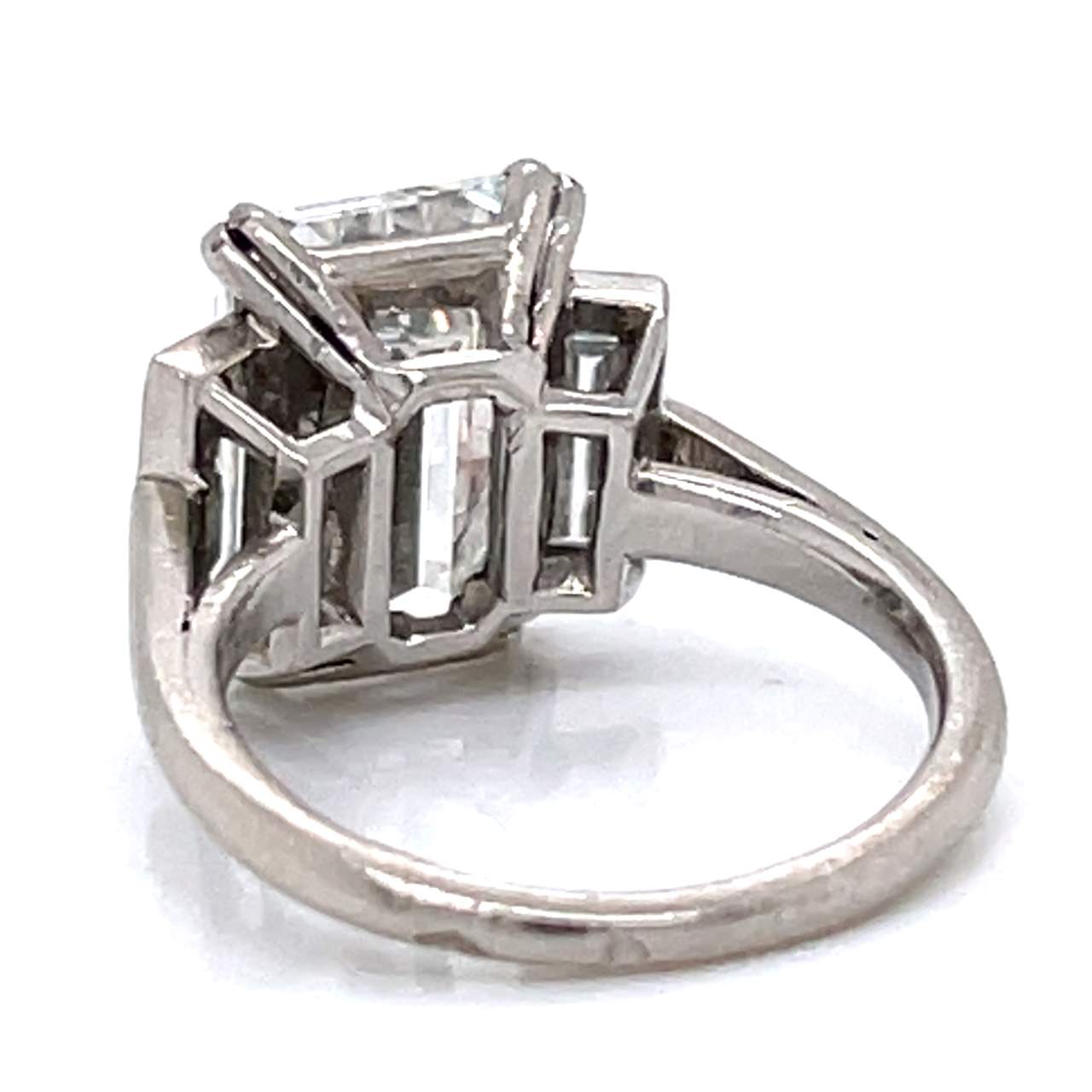 French Art Deco Platinum GIA Certified 4.13 Ct. Diamond Ring