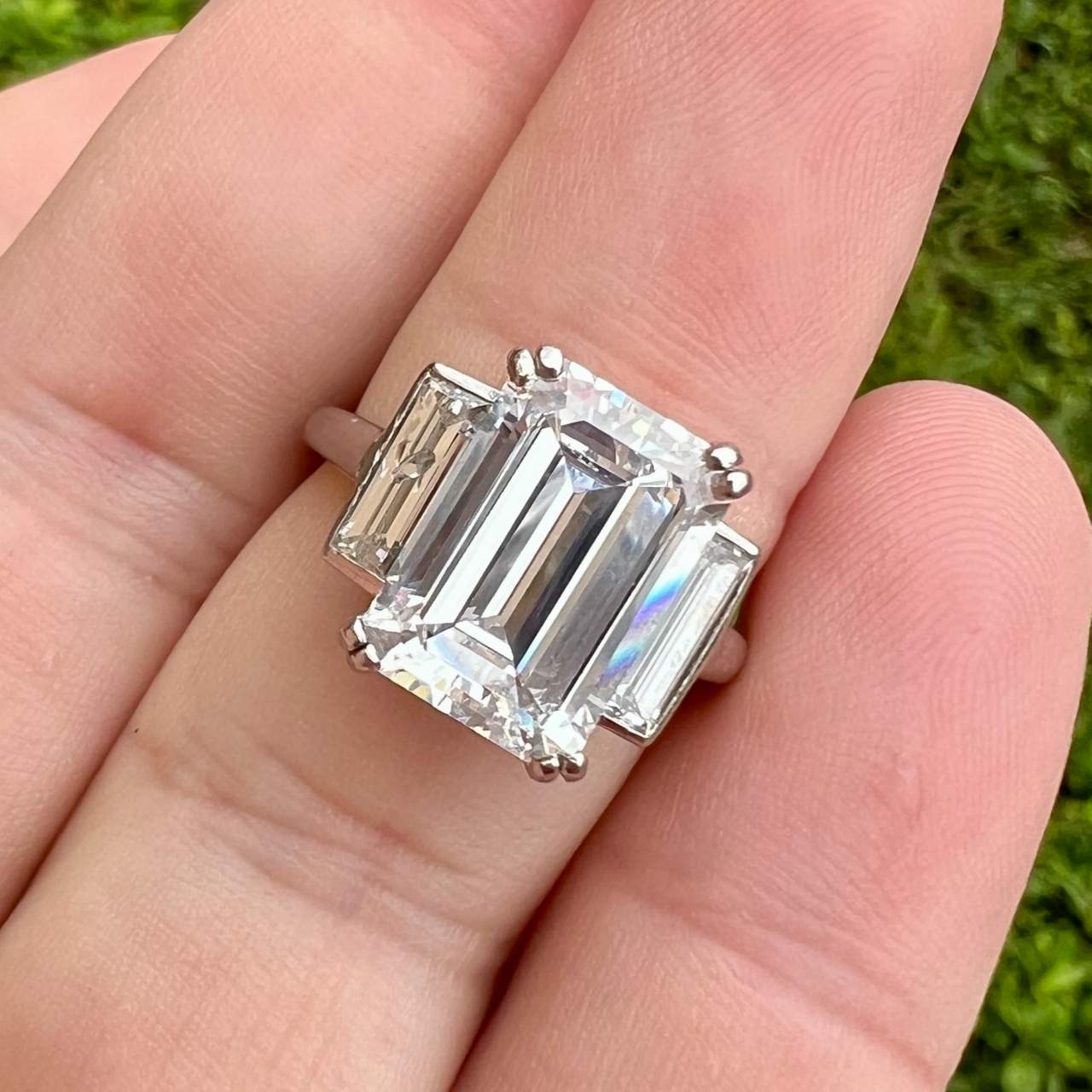 French Art Deco Platinum GIA Certified 4.13 Ct. Diamond Ring