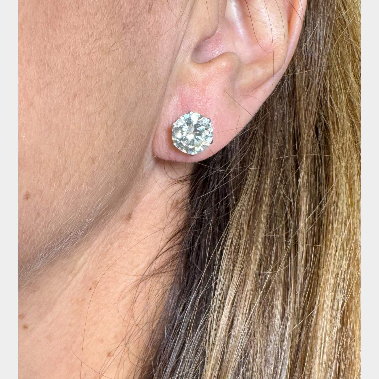 Art Deco Platinum 5.60 Ct. Diamond Stud Earrings