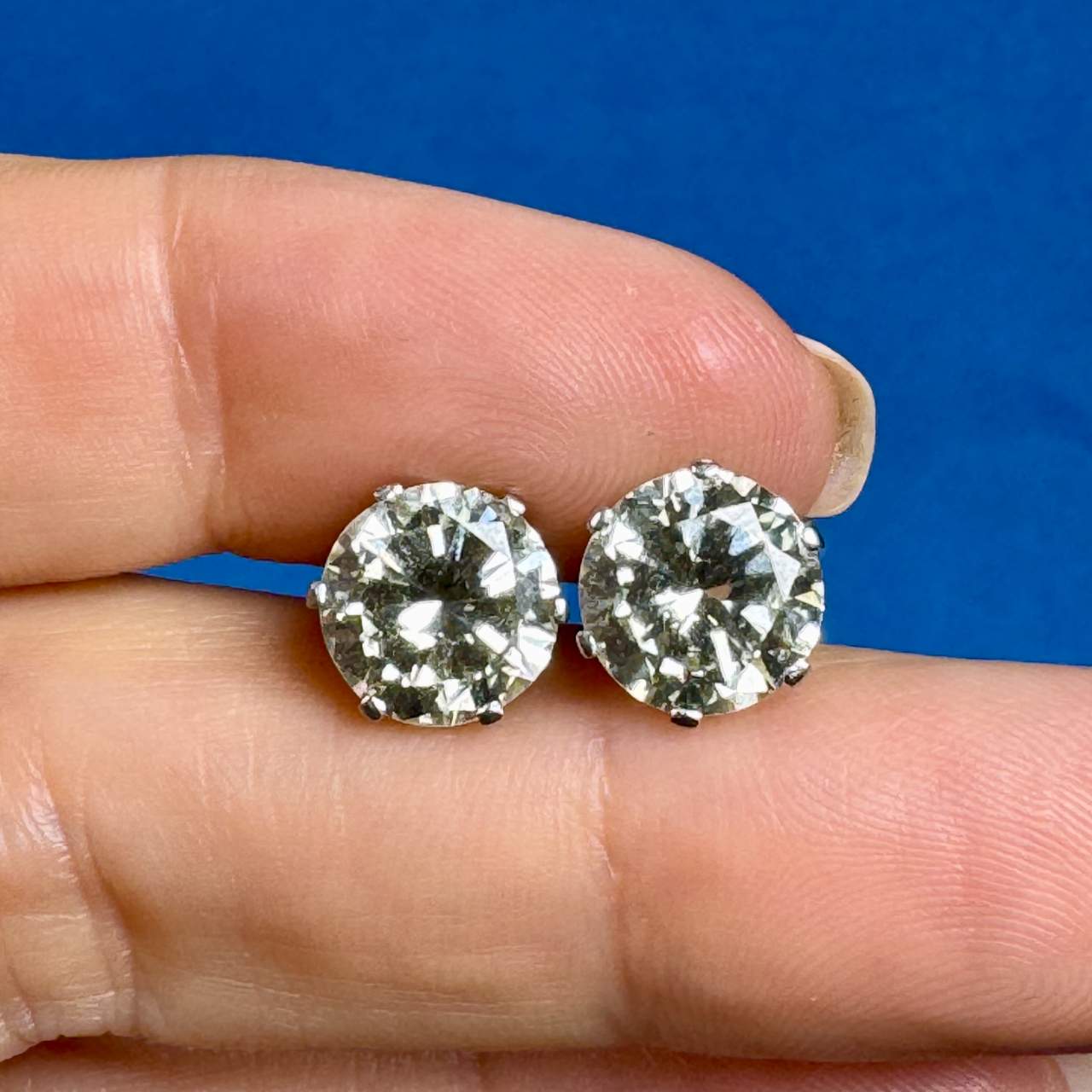 Art Deco Platinum 5.60 Ct. Diamond Stud Earrings