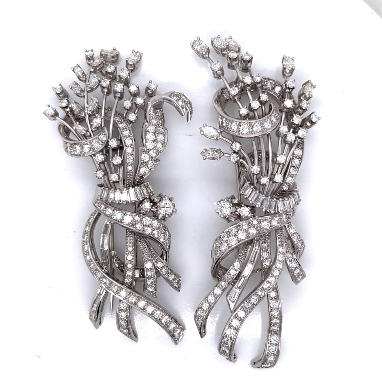 1950’s Platinum Diamond Brooch Set