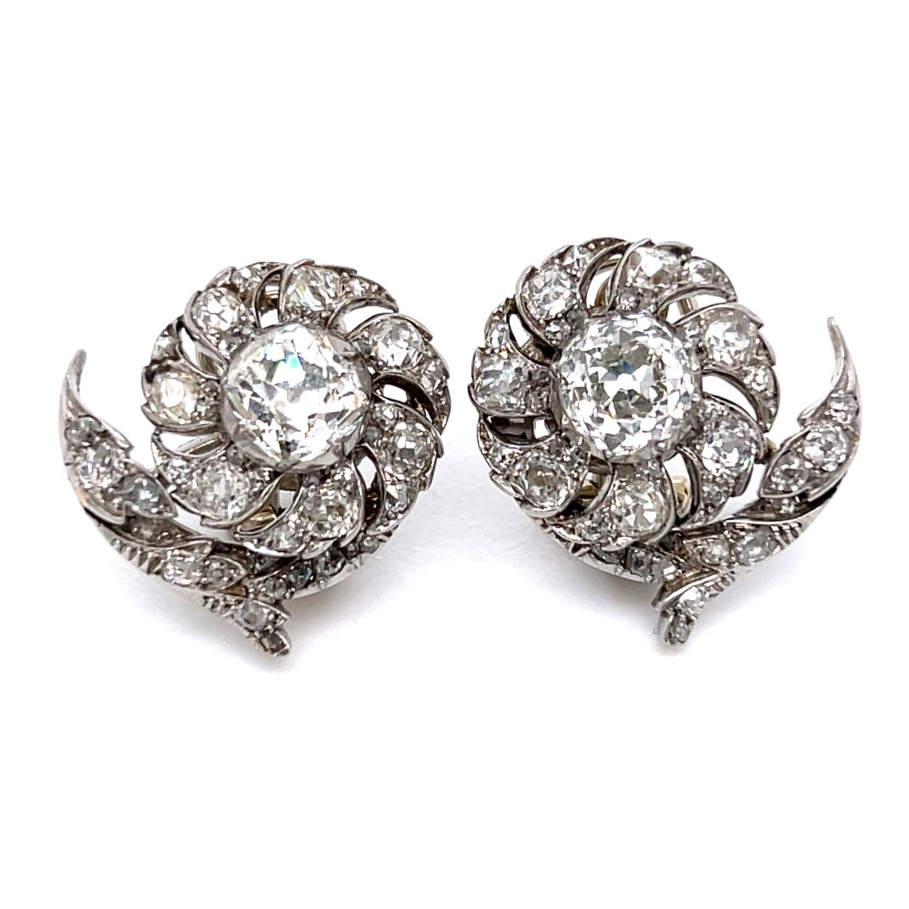 Art Deco Platinum 6.85 Ct. Diamond Earrings
