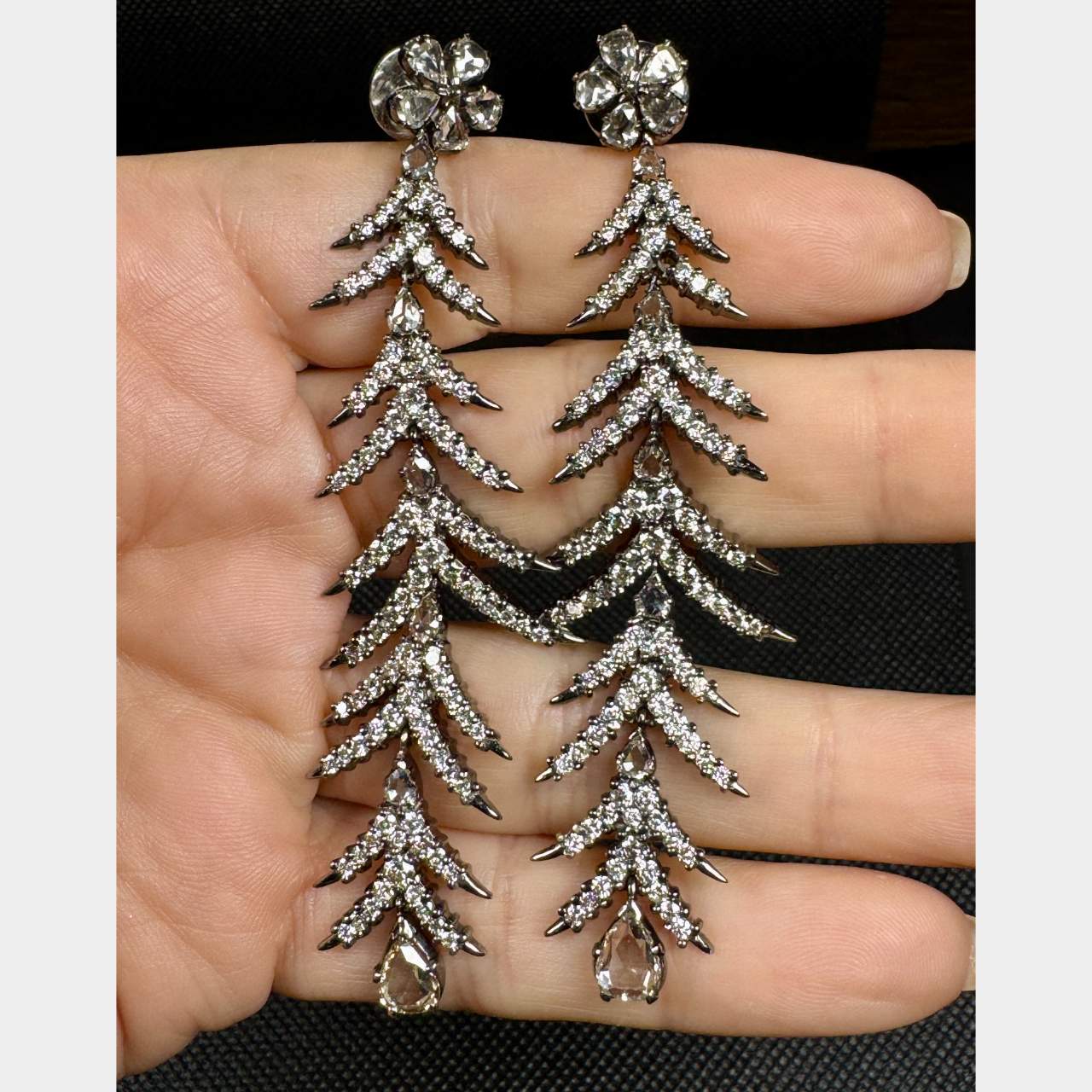 18K White Gold 10.50 Ct. Diamond Earrings