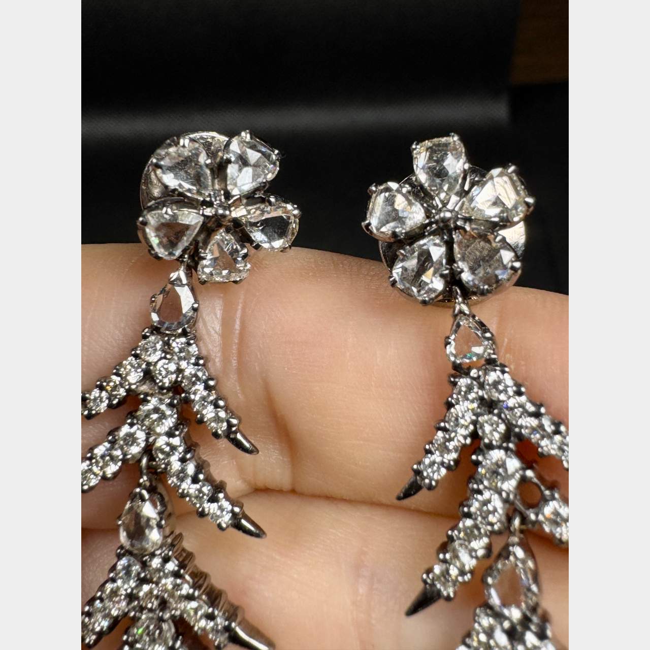 18K White Gold 10.50 Ct. Diamond Earrings