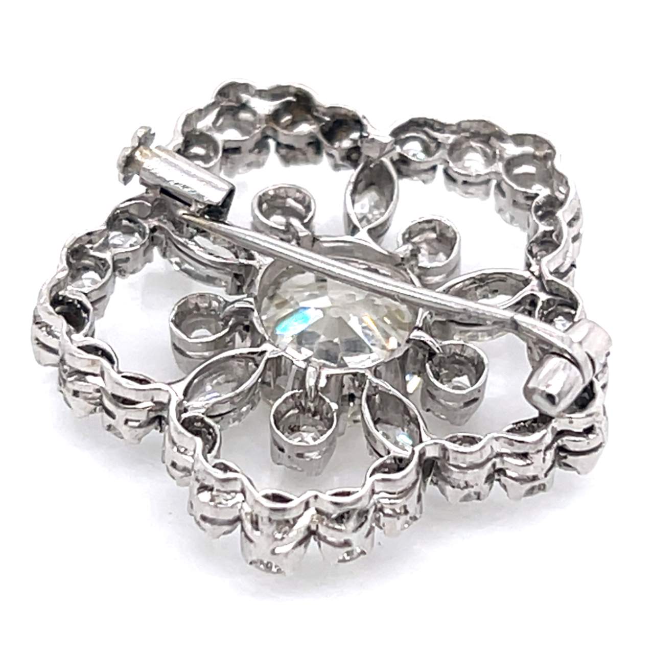 Art Deco 18K White Gold 4.85 Ct. Diamond Brooch