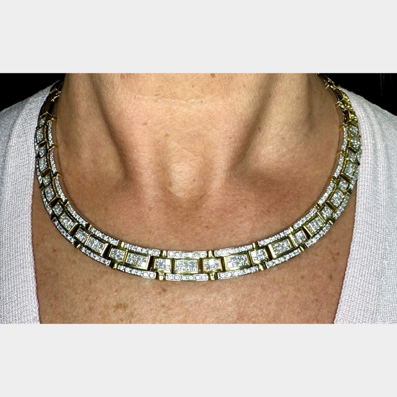 18K Yellow Gold Diamond Necklace & Bracelet Set