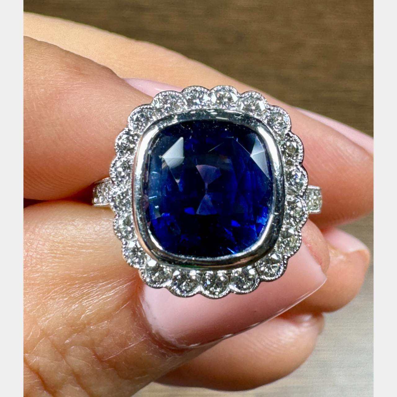18K White Gold 4.47 Ct. Sapphire & Diamond Ring