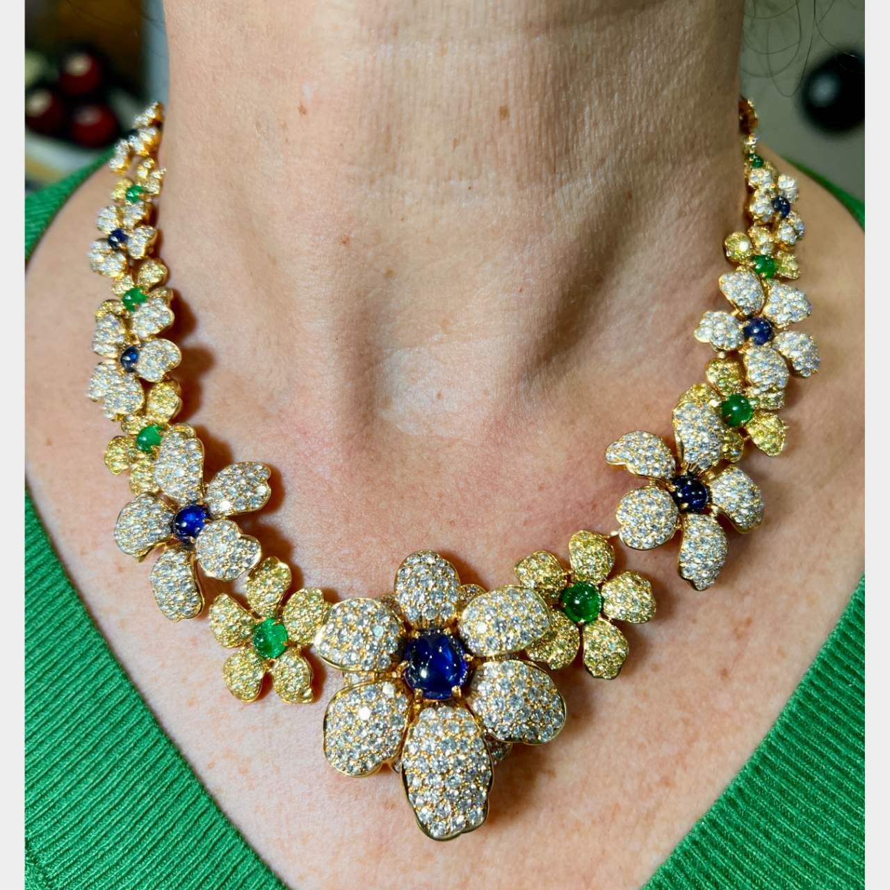 FRENCH 18K Necklace, Bracelet, Earrings, and Ring Set