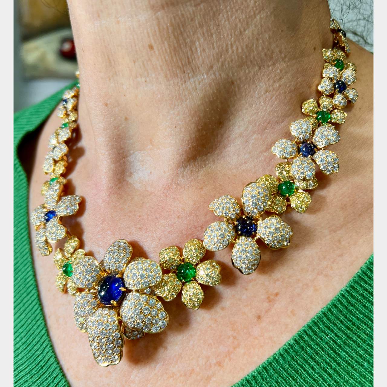 FRENCH 18K Necklace, Bracelet, Earrings, and Ring Set