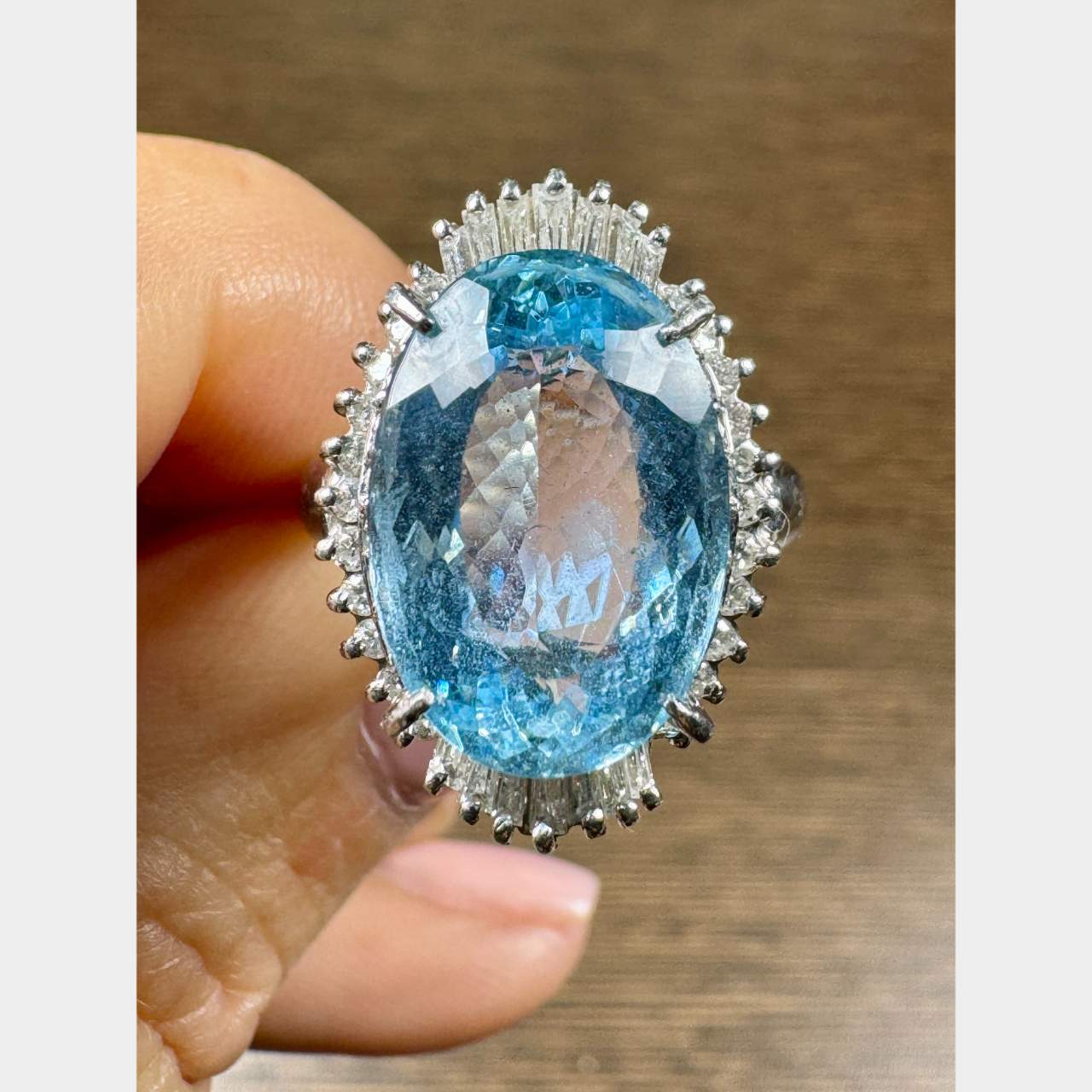 6.40 Ct. Aquamarine & Diamond Ring