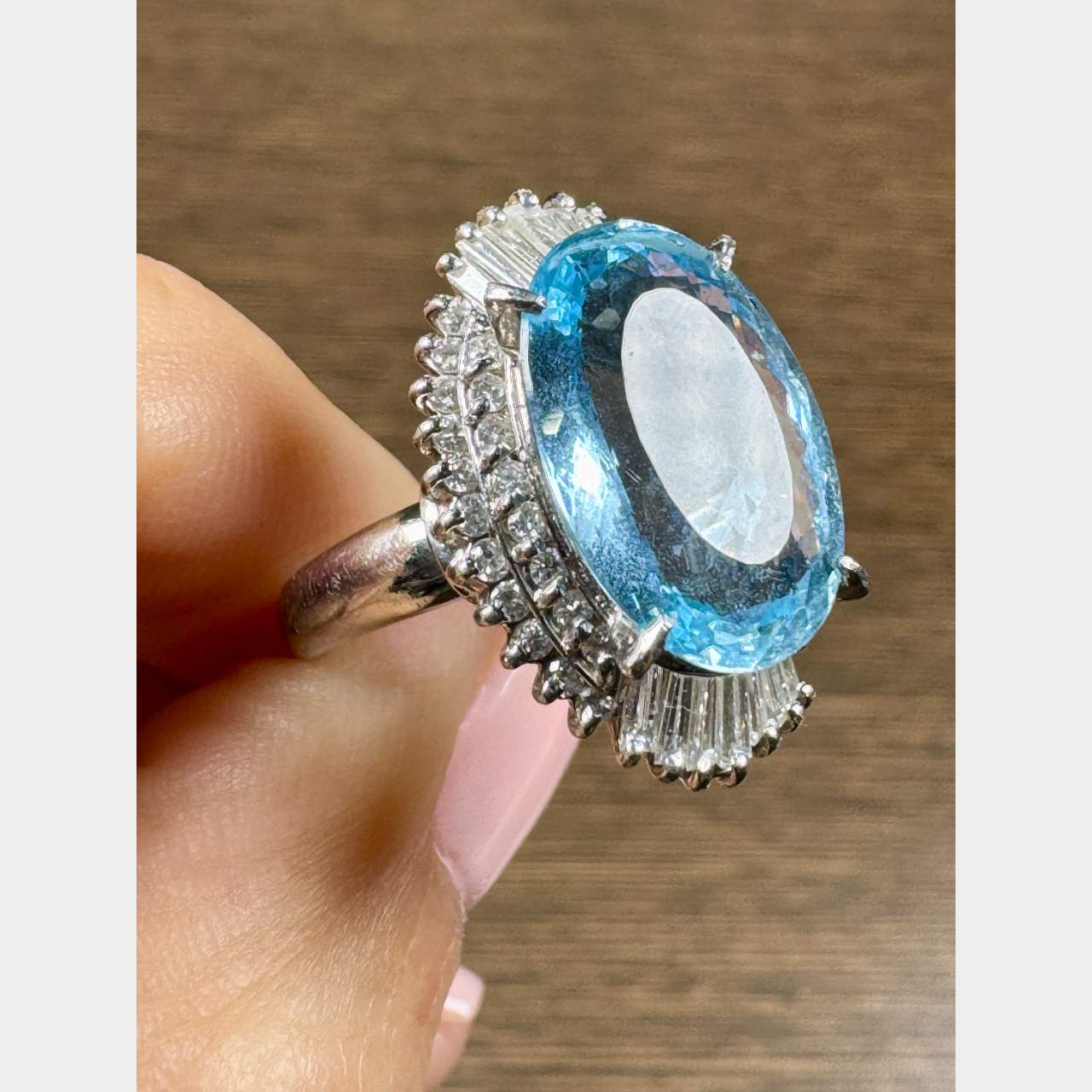 6.40 Ct. Aquamarine & Diamond Ring