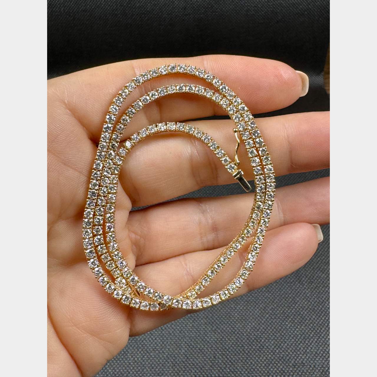 14K Yellow Gold 7.70 Ct. Diamond Tennis Necklace