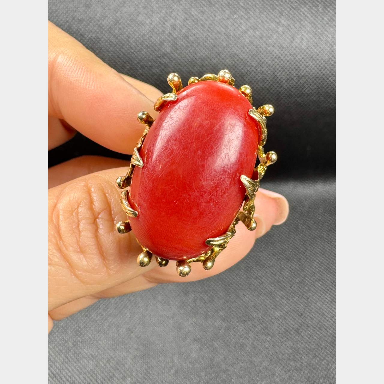 1960’s 14K Yellow Gold Coral Ring