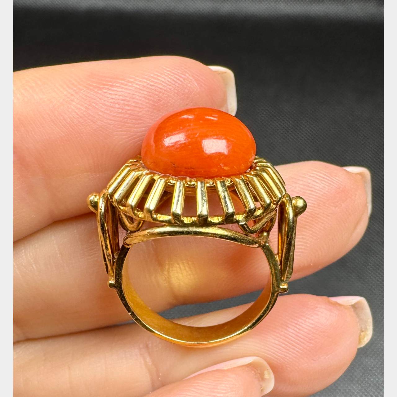 1960’s 18K Yellow Gold Coral Ring