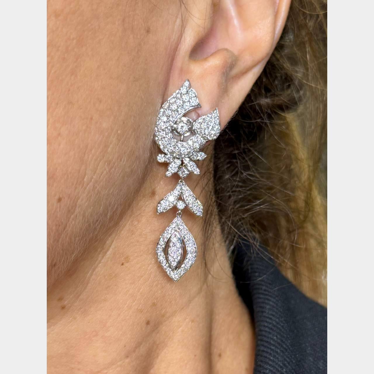 18k White Gold 7.50 Ct. Diamond Earrings