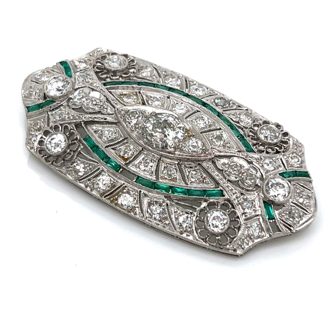 Art Deco Platinum Diamond Brooch/Pendant
