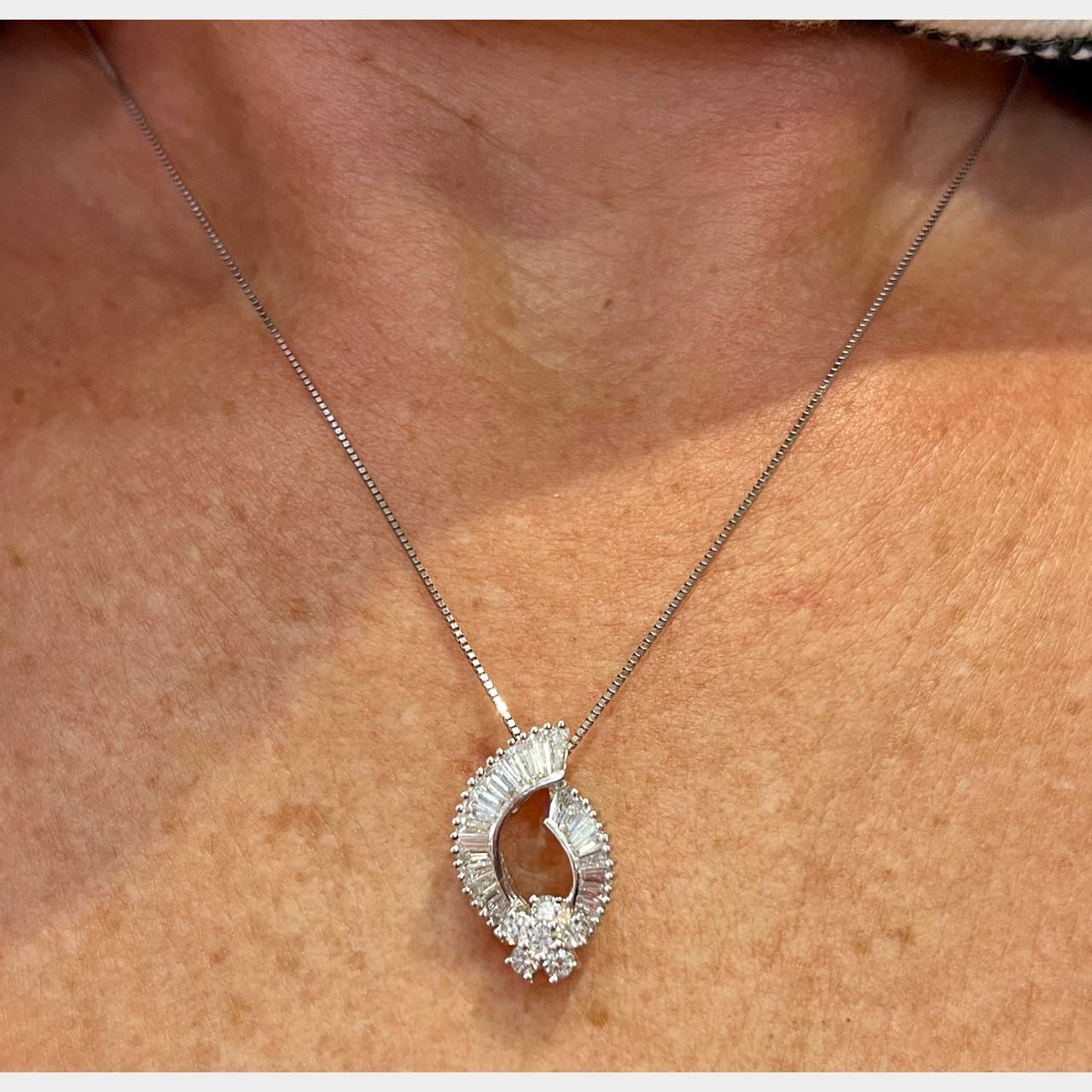 18K Diamond Pendant w/ Platinum Chain