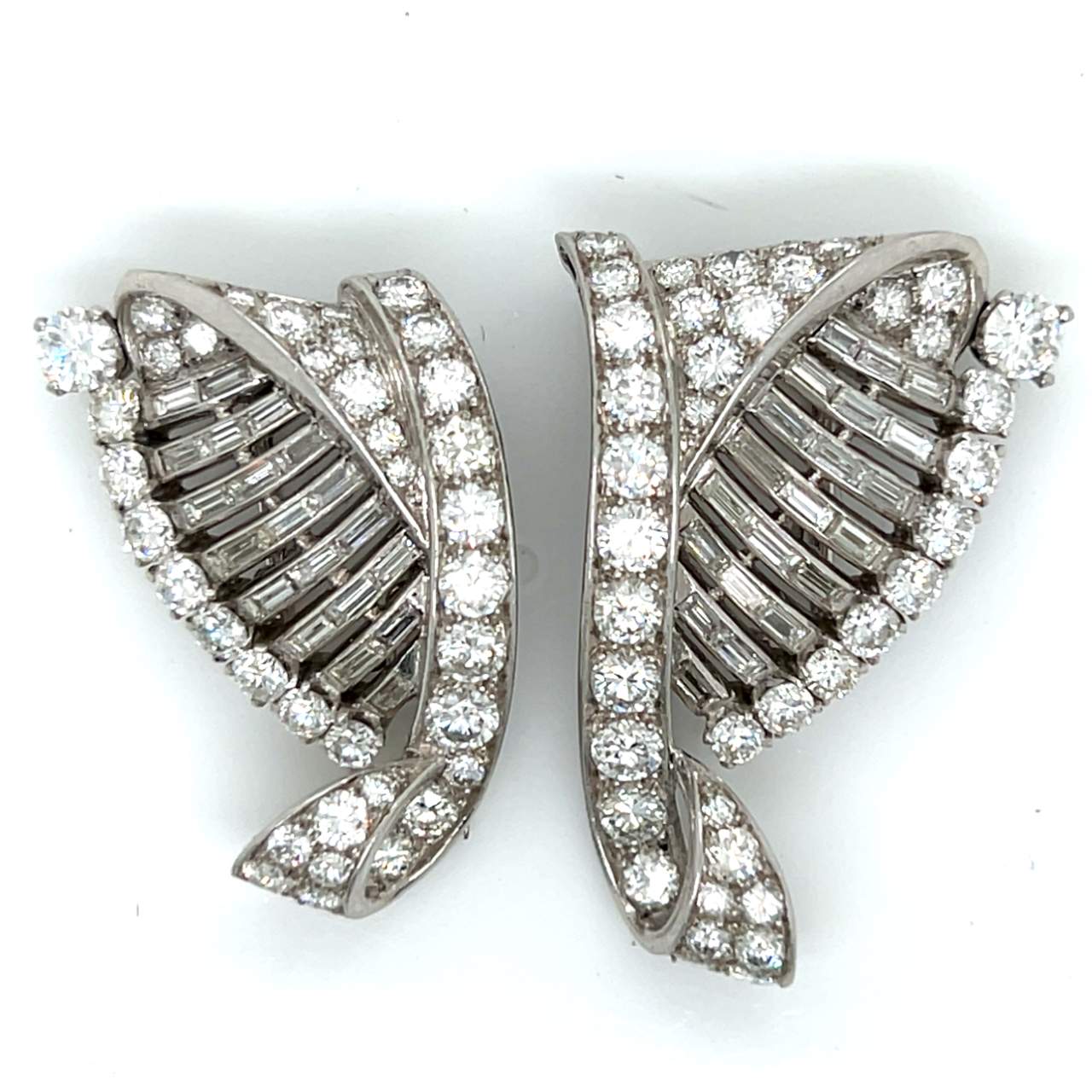 7.00 Ct Art Deco Diamond Clips
