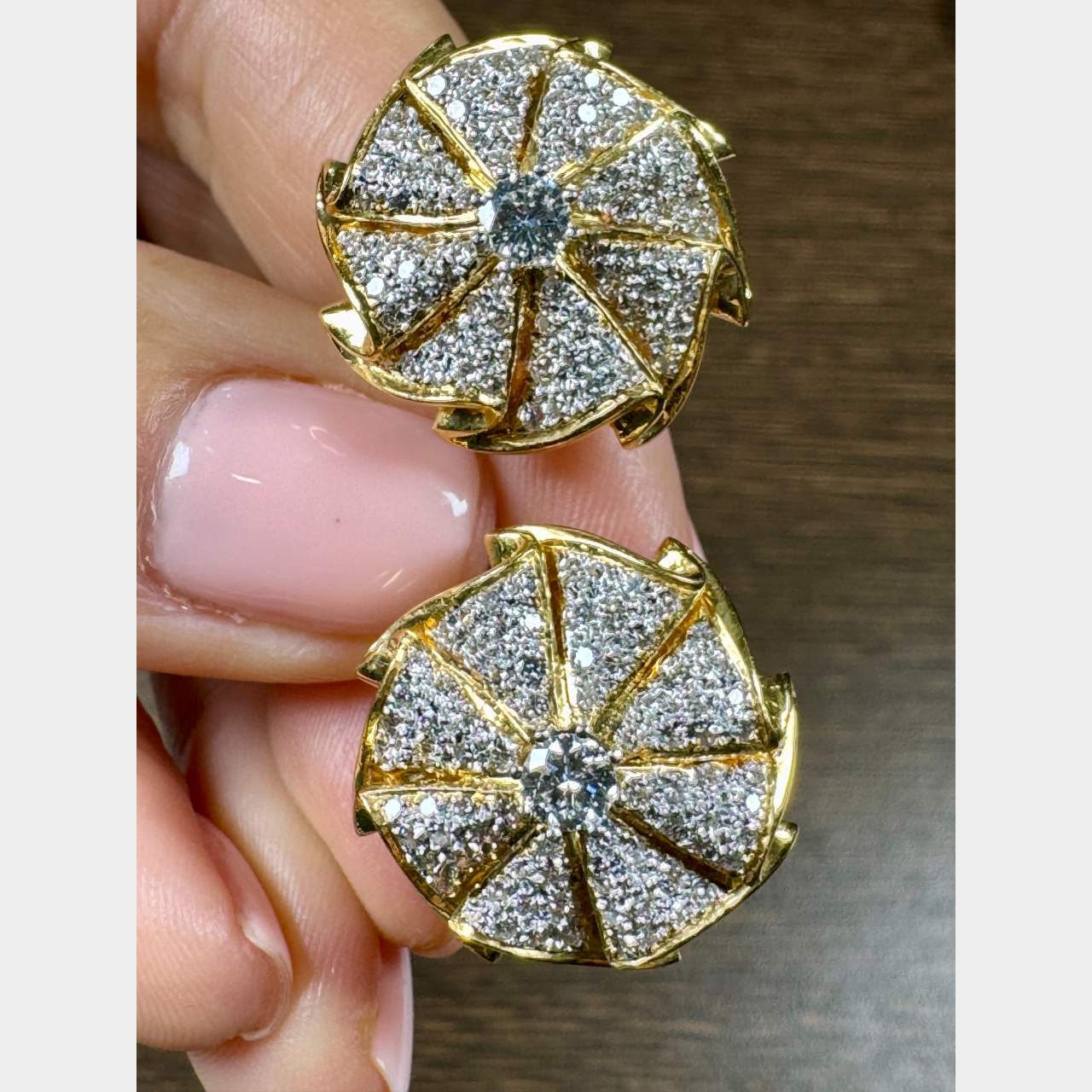 18K Yellow Gold Diamond Earrings