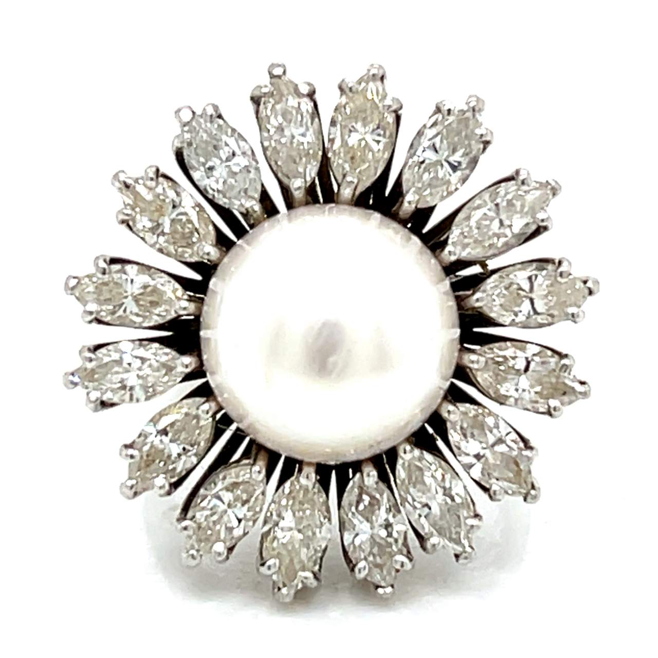 Platinum South Sea Pearl & Diamond Ring